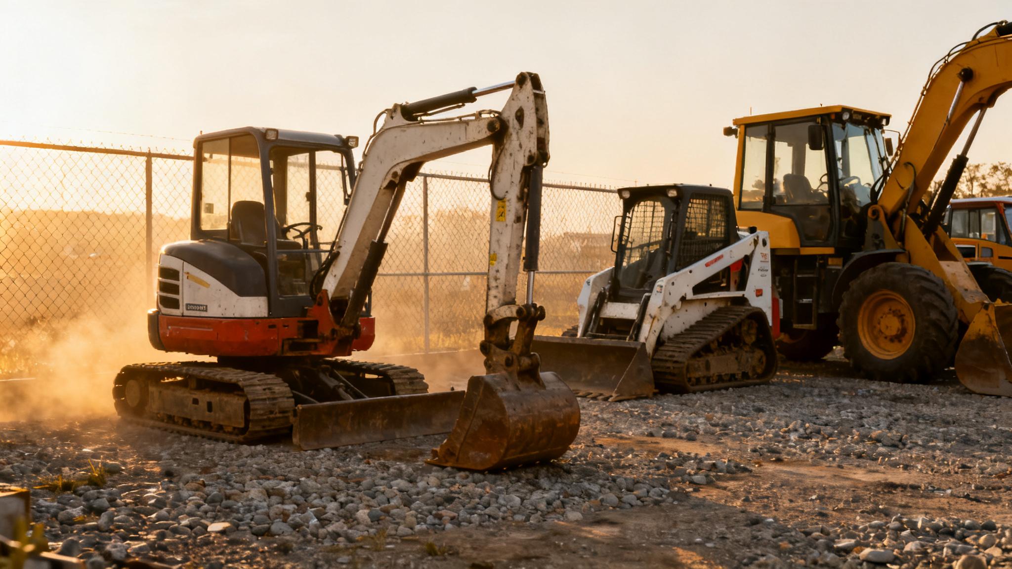 Ironline excavator working a job site at first light